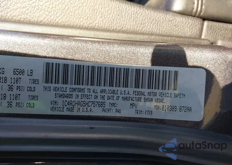 2017 Dodge Durango Sxt Rwd z USA, uszkodzony, nr VIN 1C4RDHAG5HC757685